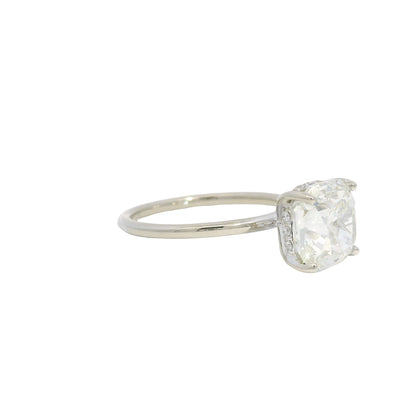 GIA 18K White Gold Natural 3.30 Carat Cushion Cut Diamond Engagement Ring