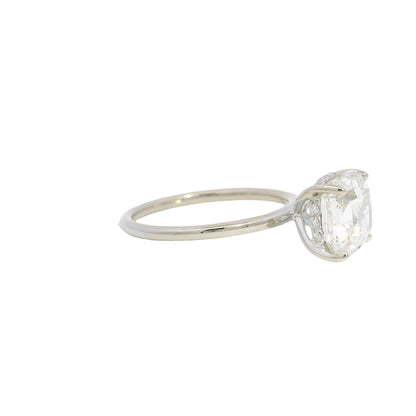 GIA 18K White Gold Natural 3.30 Carat Cushion Cut Diamond Engagement Ring
