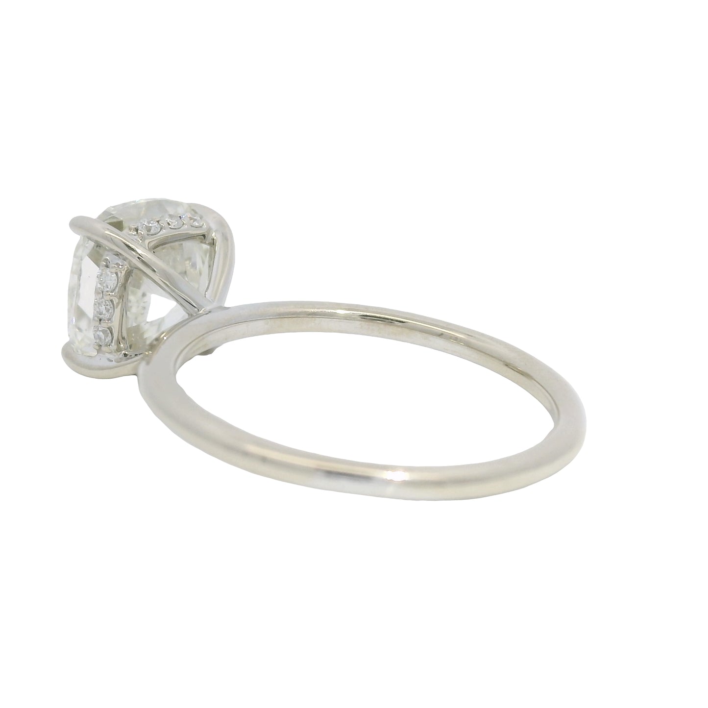 GIA 18K White Gold Natural 3.30 Carat Cushion Cut Diamond Engagement Ring