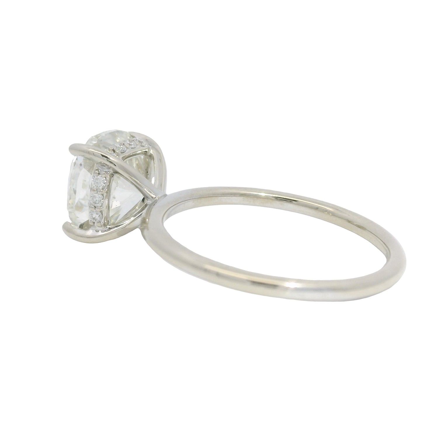 GIA 18K White Gold Natural 3.30 Carat Cushion Cut Diamond Engagement Ring