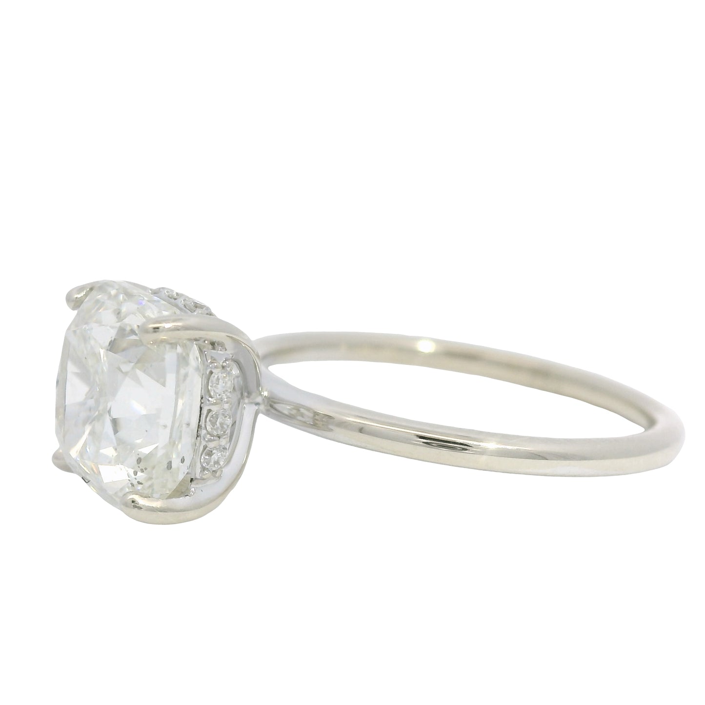 GIA 18K White Gold Natural 3.30 Carat Cushion Cut Diamond Engagement Ring