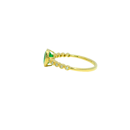 14K Yellow Gold Natural Emerald & Natural Diamond in a Bezel Setting Ring