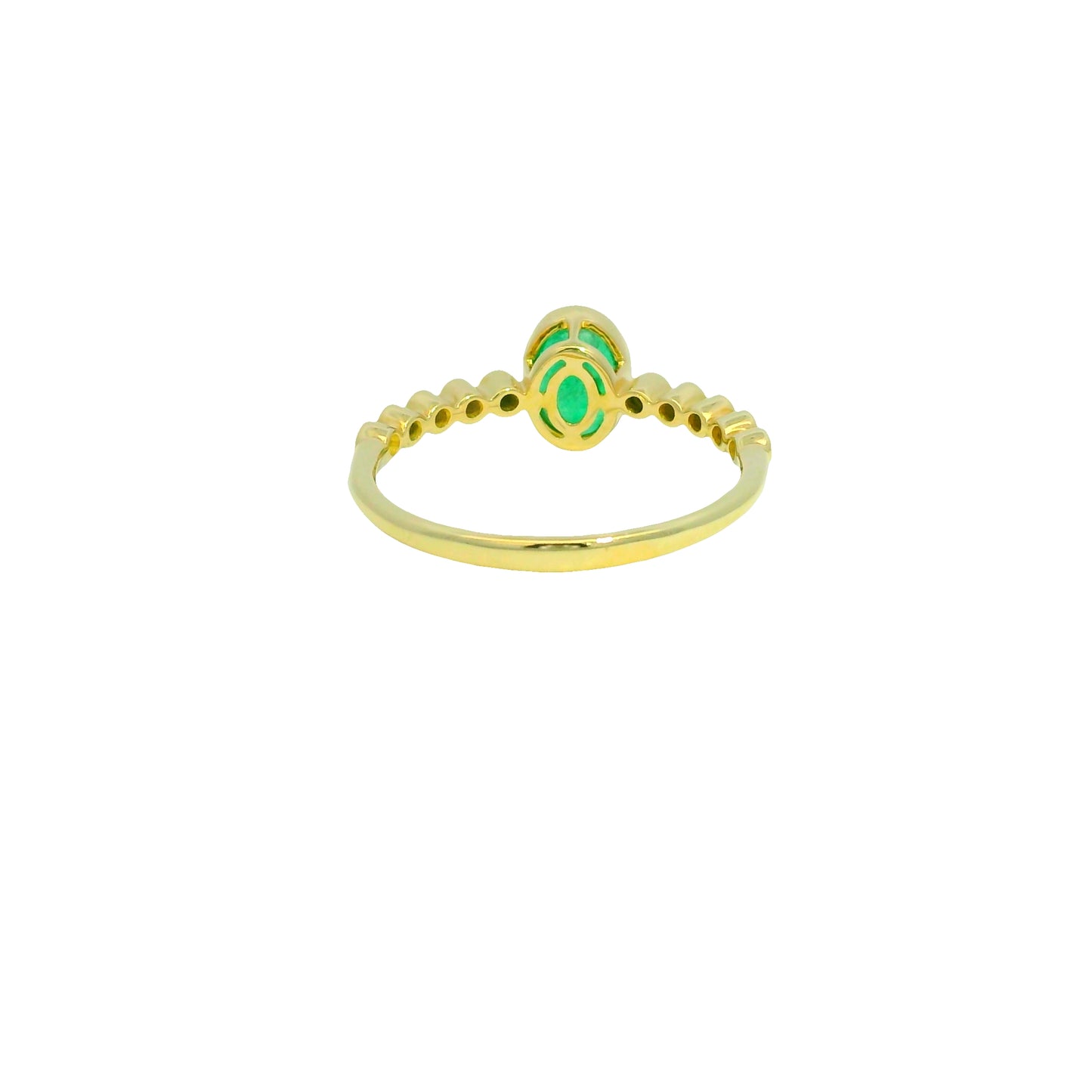 14K Yellow Gold Natural Emerald & Natural Diamond in a Bezel Setting Ring