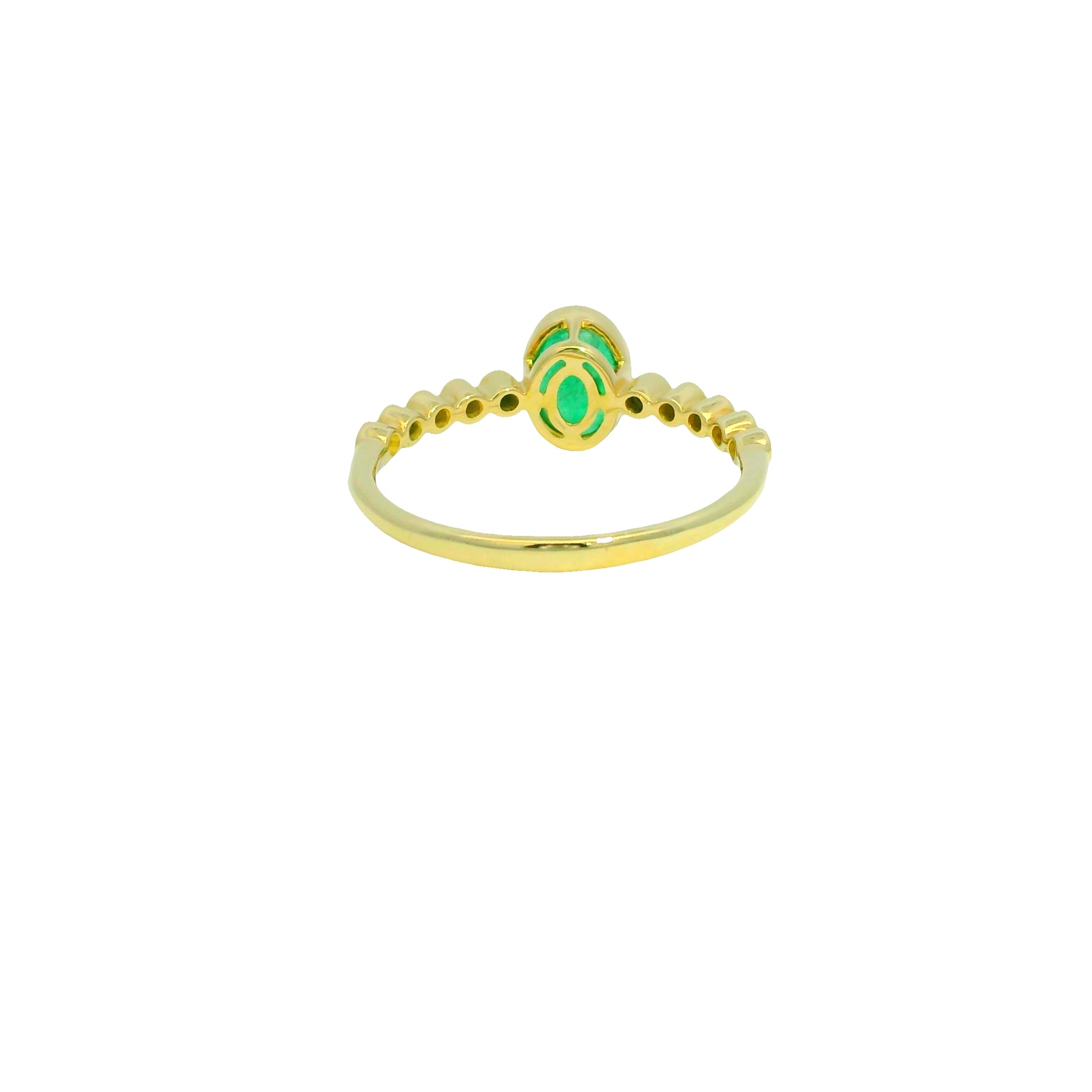 14K Yellow Gold Natural Emerald & Natural Diamond in a Bezel Setting Ring