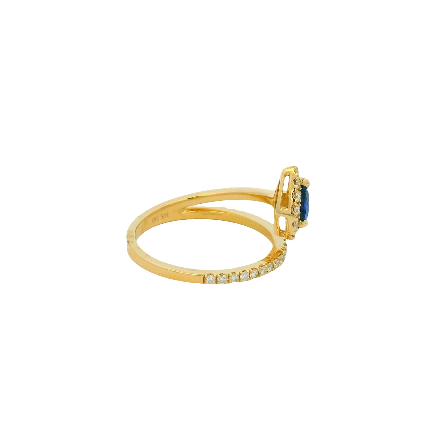 14k Yellow Gold Natural Pear Shape Sapphire & Diamond Wrap Ring
