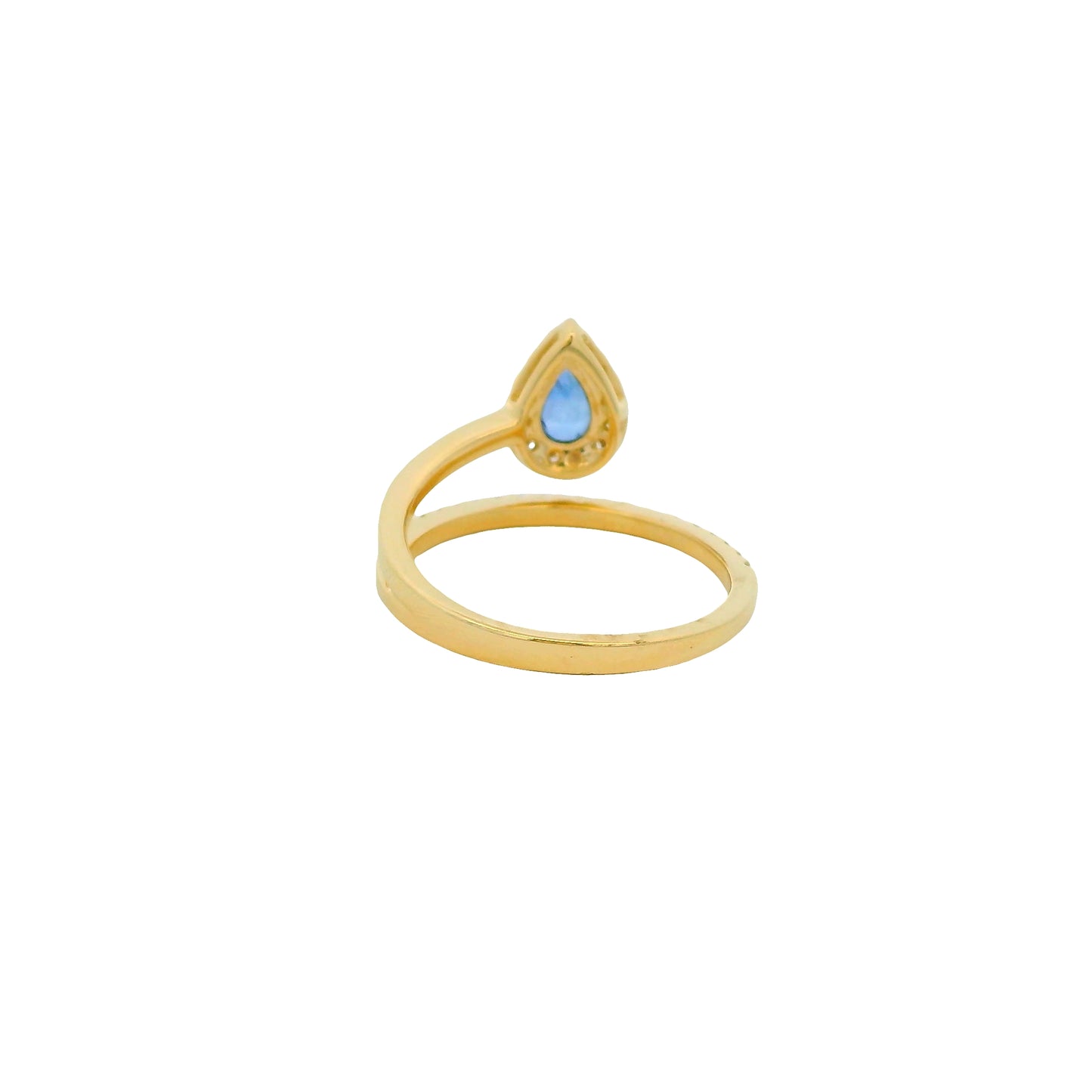 14k Yellow Gold Natural Pear Shape Sapphire & Diamond Wrap Ring