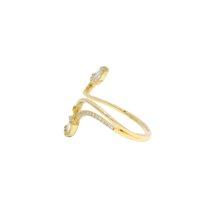 14k Yellow Gold Natural Diamond Baguette Open Crossover Ring 
