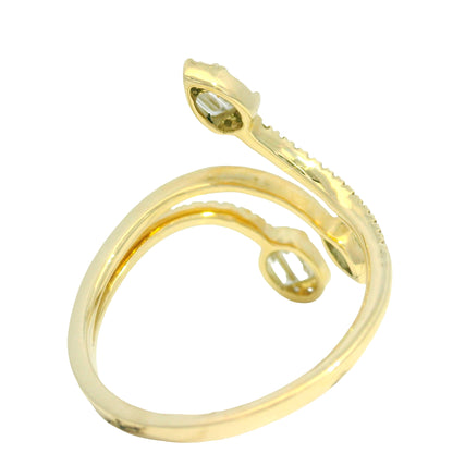 14k Yellow Gold Natural Diamond Baguette Open Crossover Ring 
