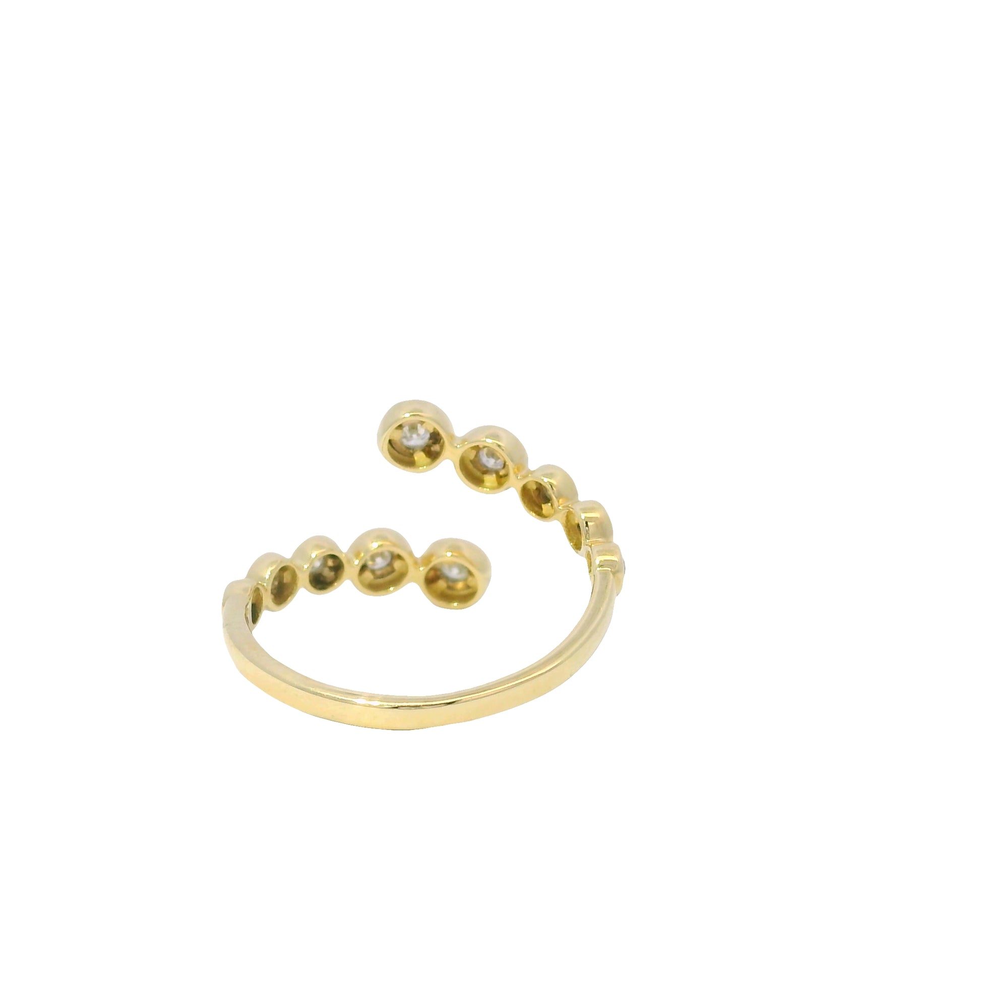 14k Yellow Gold Natural Round Brilliant Cut Diamond Bypass Ring