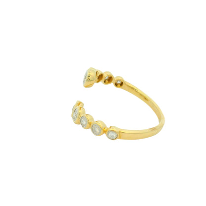14k Yellow Gold Natural Round Brilliant Cut Diamond Bypass Ring