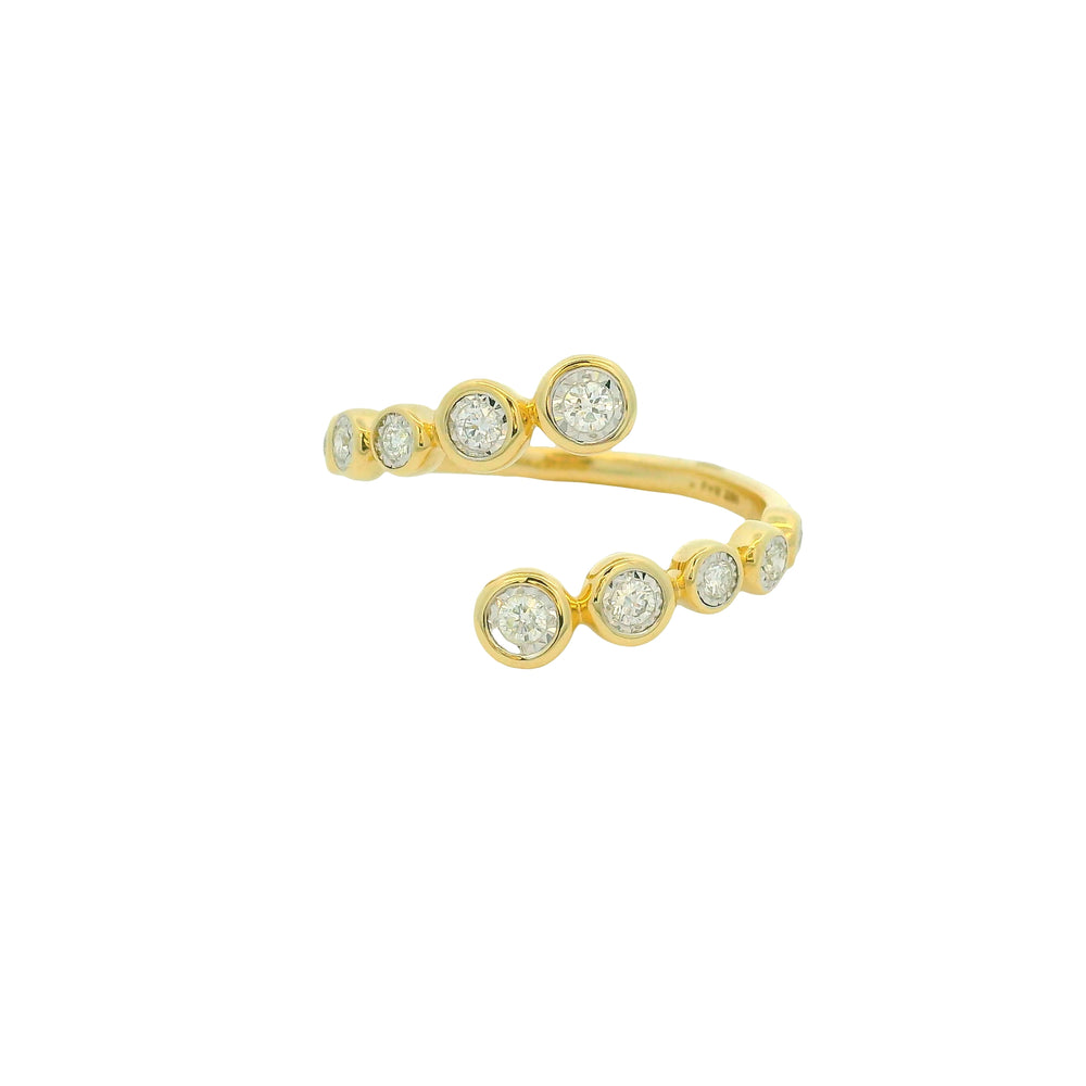 14k Yellow Gold Natural Round Brilliant Cut Diamond Bypass Ring