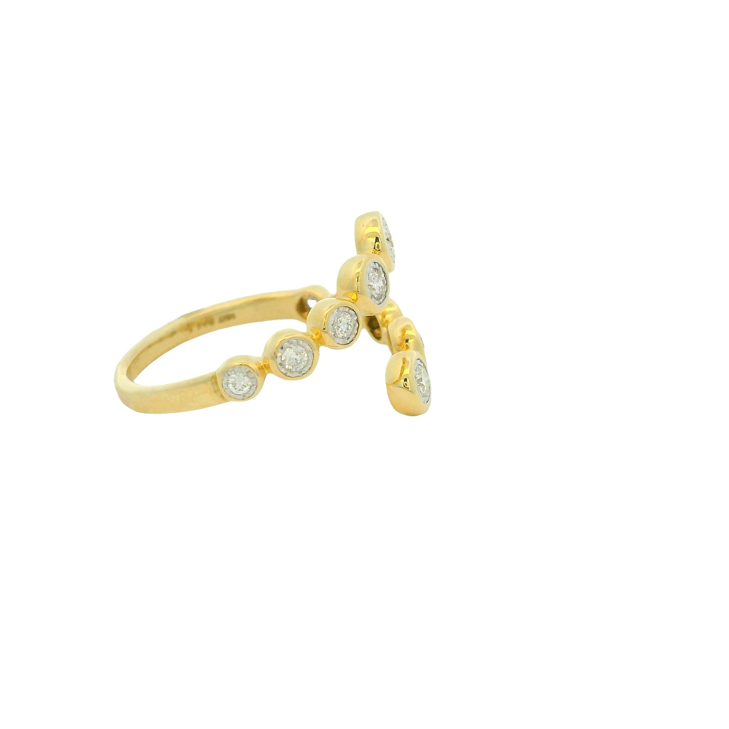 14k Yellow Gold Natural Round Brilliant Cut Diamond Bypass Ring