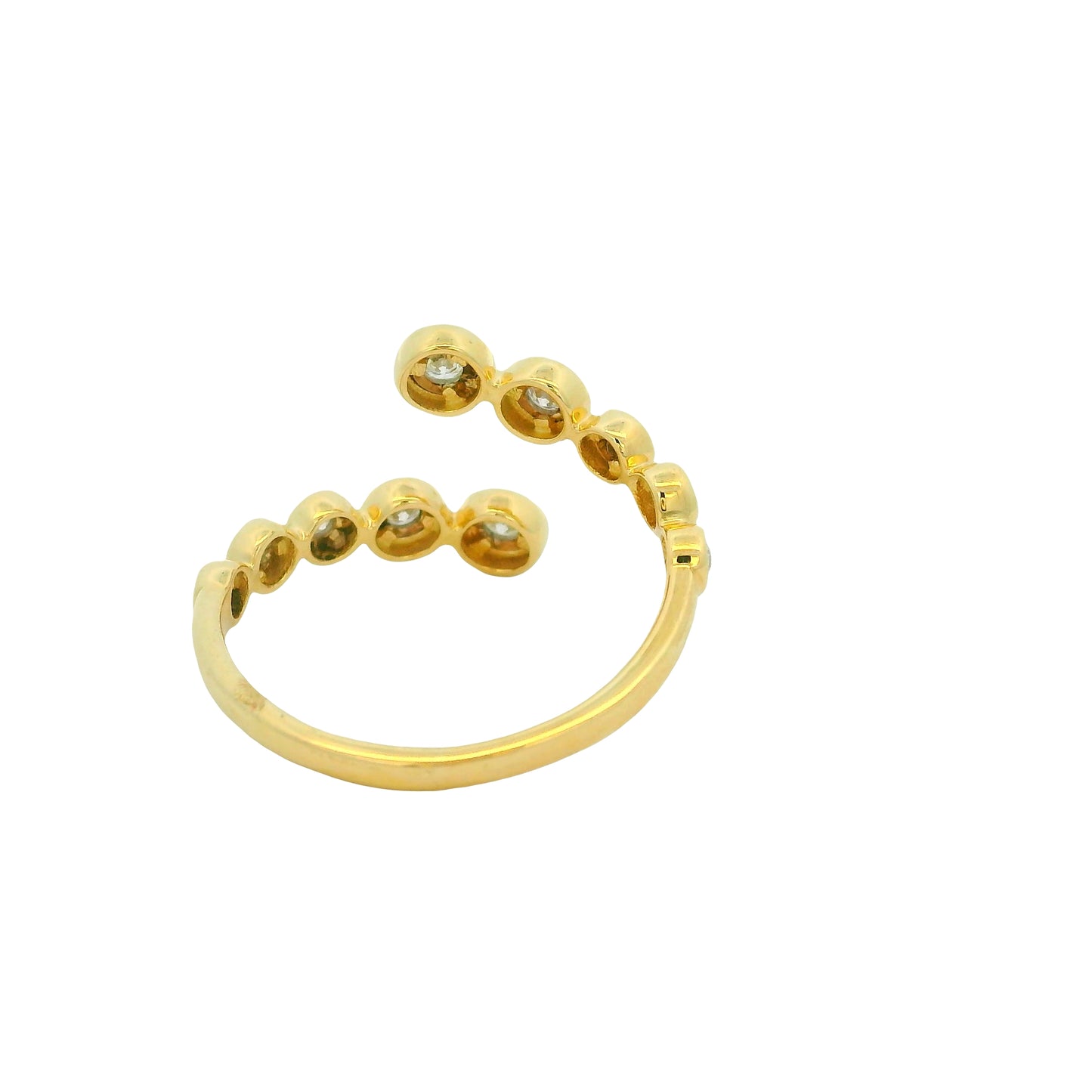 14k Yellow Gold Natural Round Brilliant Cut Diamond Bypass Ring