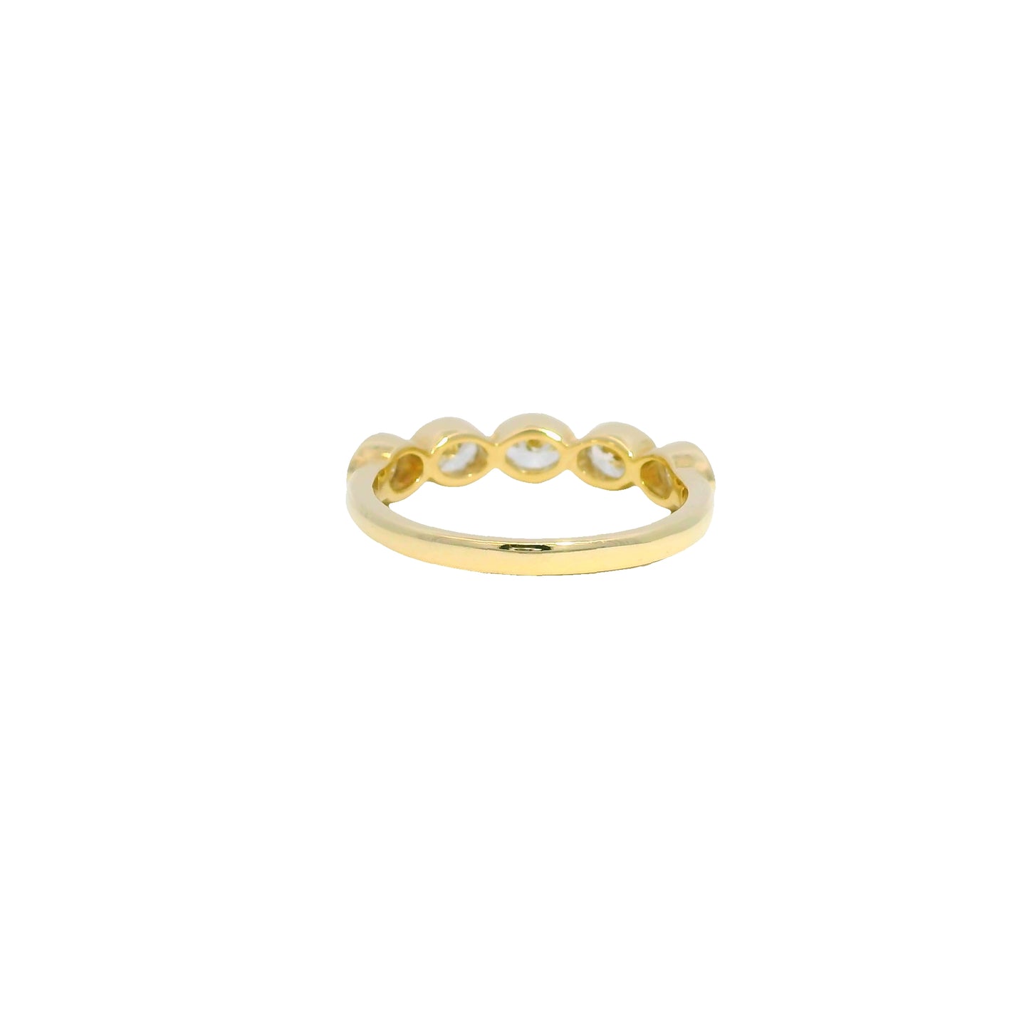 14K Yellow Gold Natural 1.00 Carat Oval Cut Diamond 5 Stone Bezel Set Ring