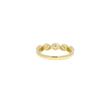 14K Yellow Gold Natural 1.00 Carat Oval Cut Diamond 5 Stone Bezel Set Ring