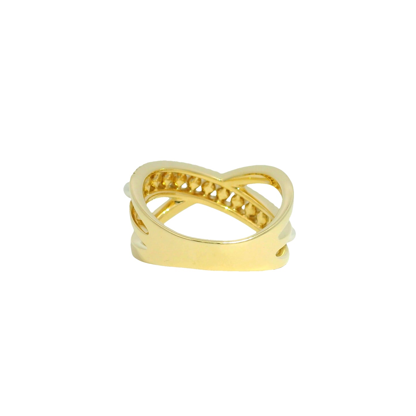 14k Yellow Gold Natural Diamond & Pearl Crossover Ring