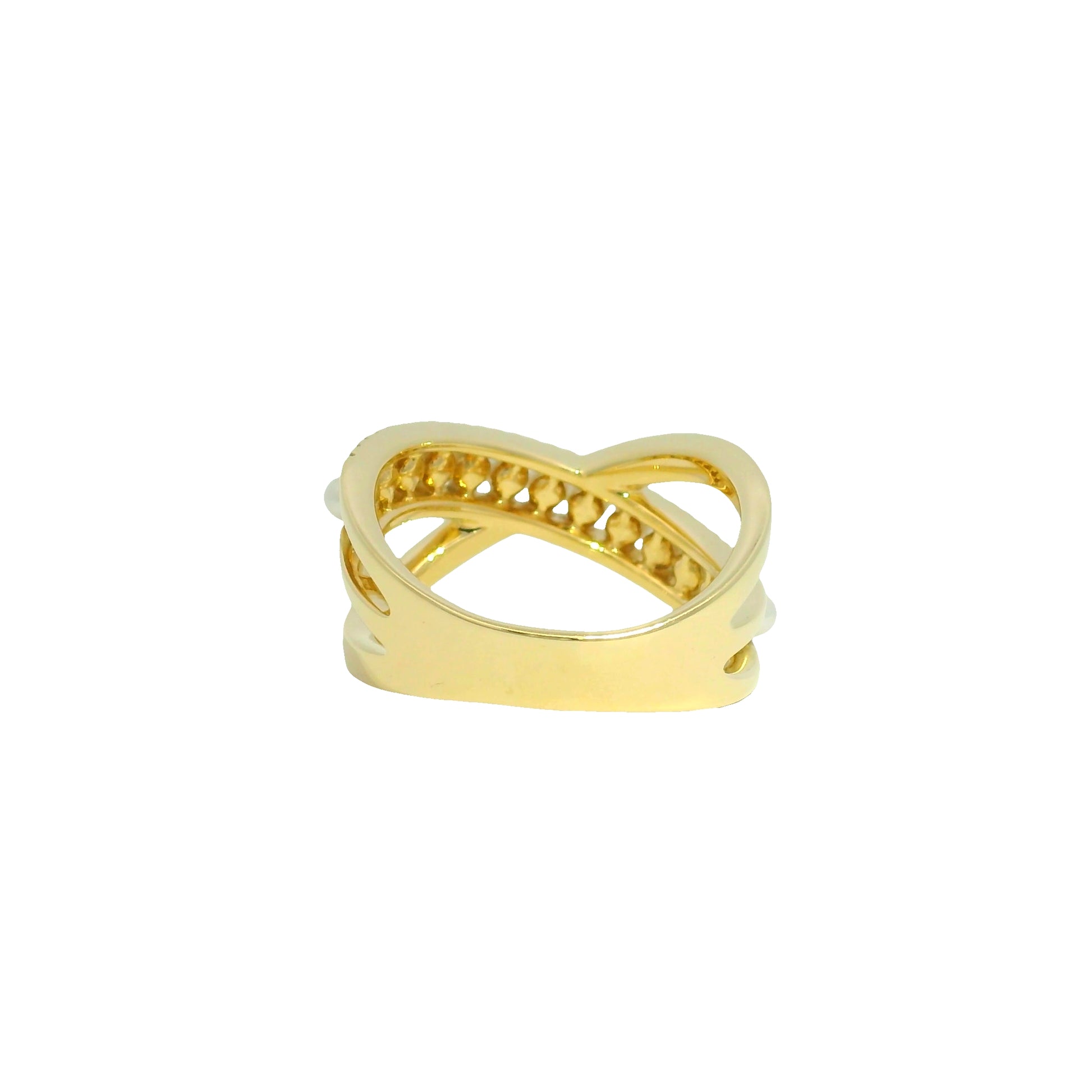 14k Yellow Gold Natural Diamond & Pearl Crossover Ring