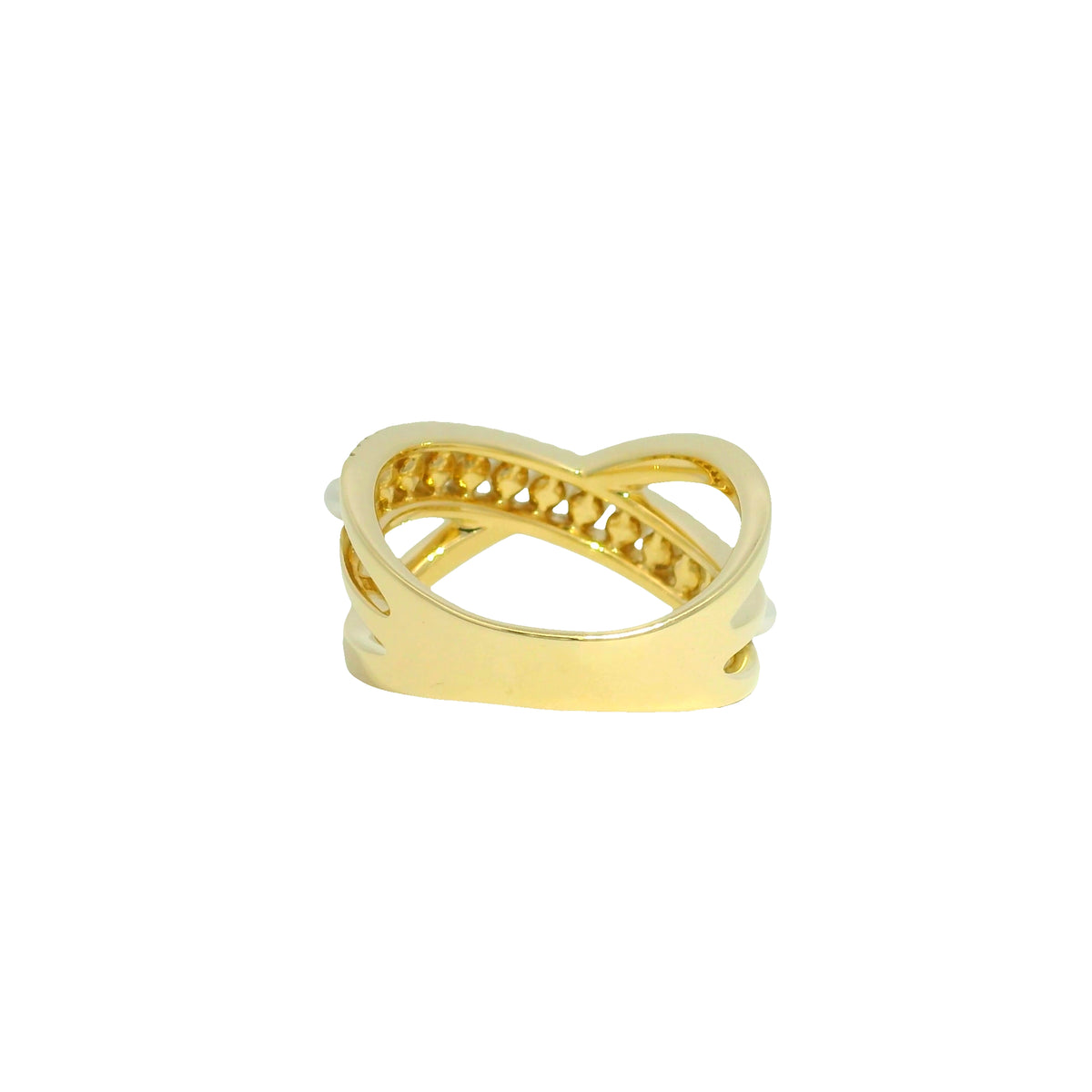 14k Yellow Gold Natural Diamond & Pearl Crossover Ring