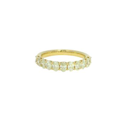 14K Yellow Gold Natural 1.00 Carat Oval Cut Diamond Halfway Ring