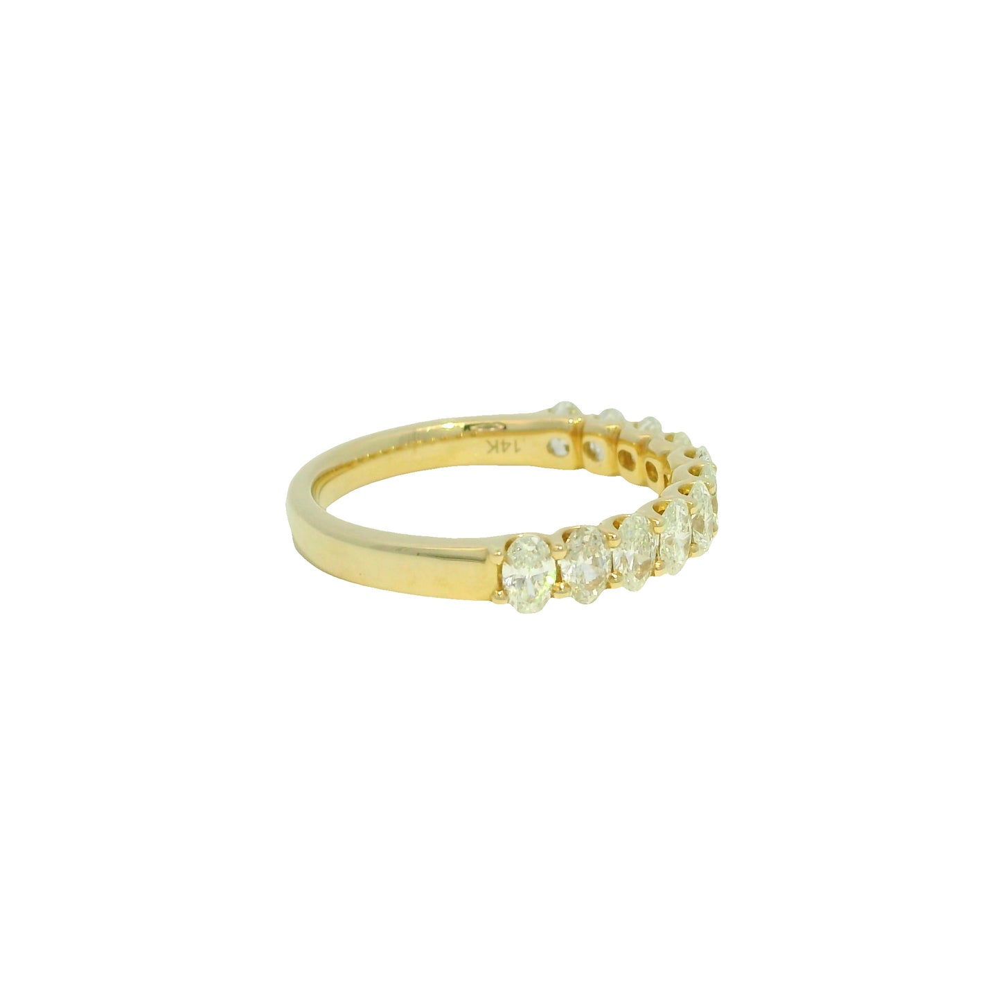 14K Yellow Gold Natural 1.00 Carat Oval Cut Diamond Halfway Ring