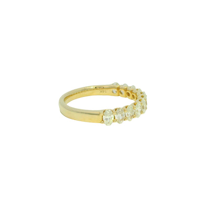 14K Yellow Gold Natural 1.00 Carat Oval Cut Diamond Halfway Ring