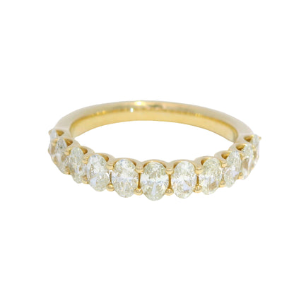 14K Yellow Gold Natural 1.00 Carat Oval Cut Diamond Halfway Ring