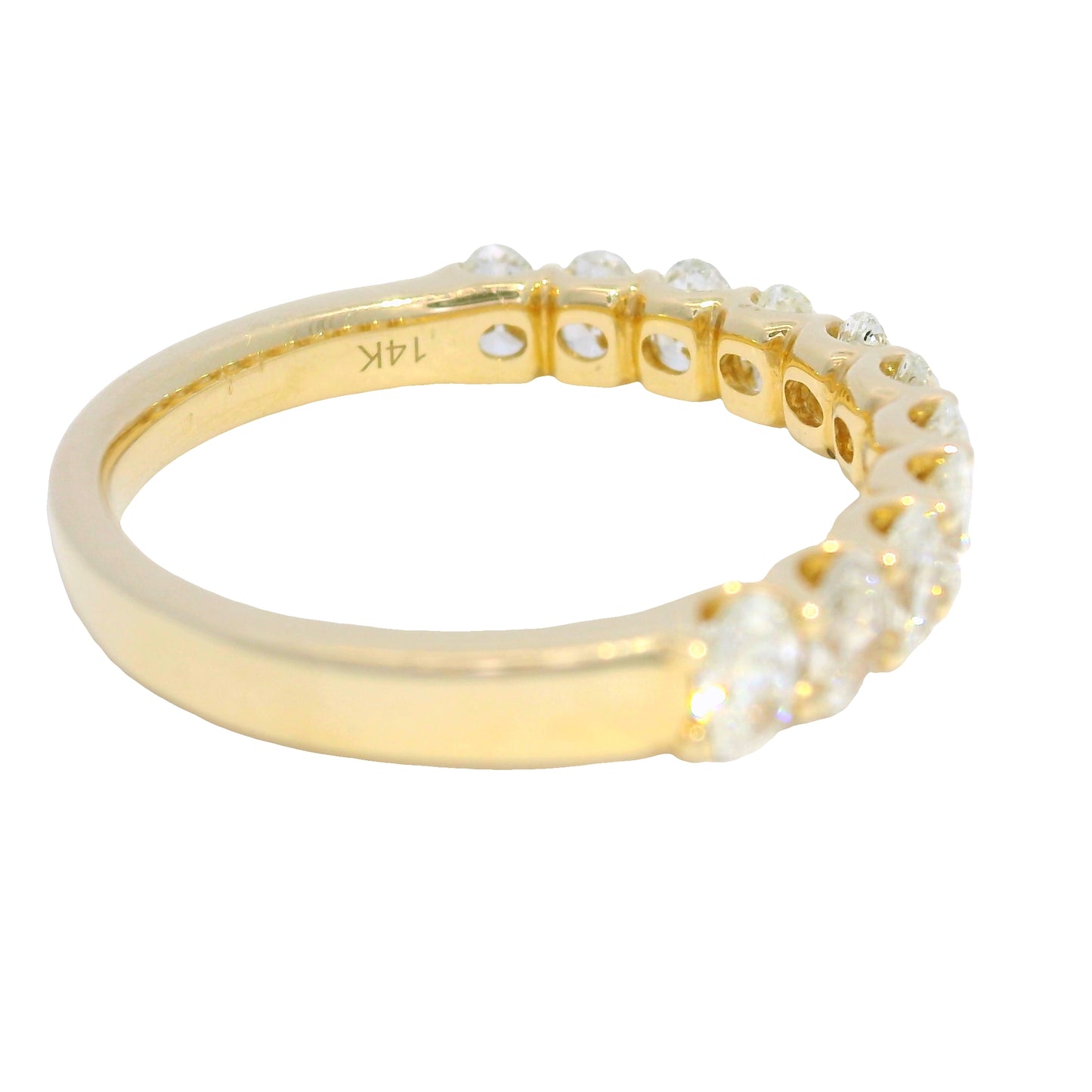 14K Yellow Gold Natural 1.00 Carat Oval Cut Diamond Halfway Ring