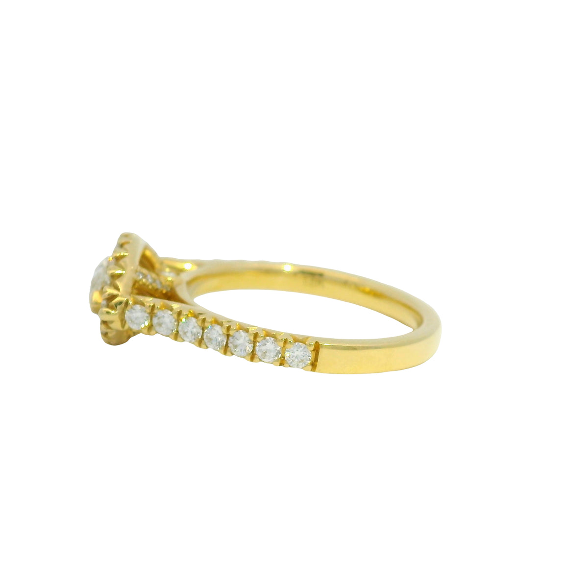18K Yellow Gold Natural Marquise Cut Diamond East/West Halo Set Ring