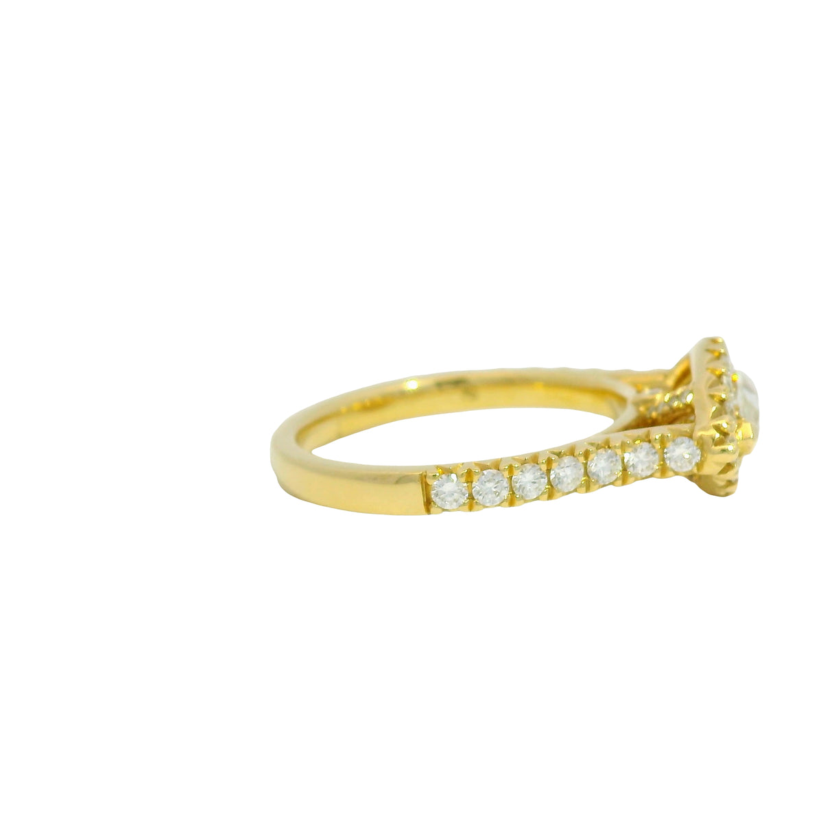 18K Yellow Gold Natural Marquise Cut Diamond East/West Halo Set Ring