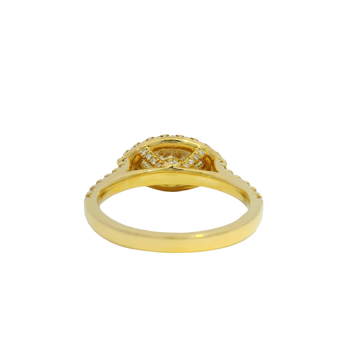 18K Yellow Gold Natural Marquise Cut Diamond East/West Halo Set Ring