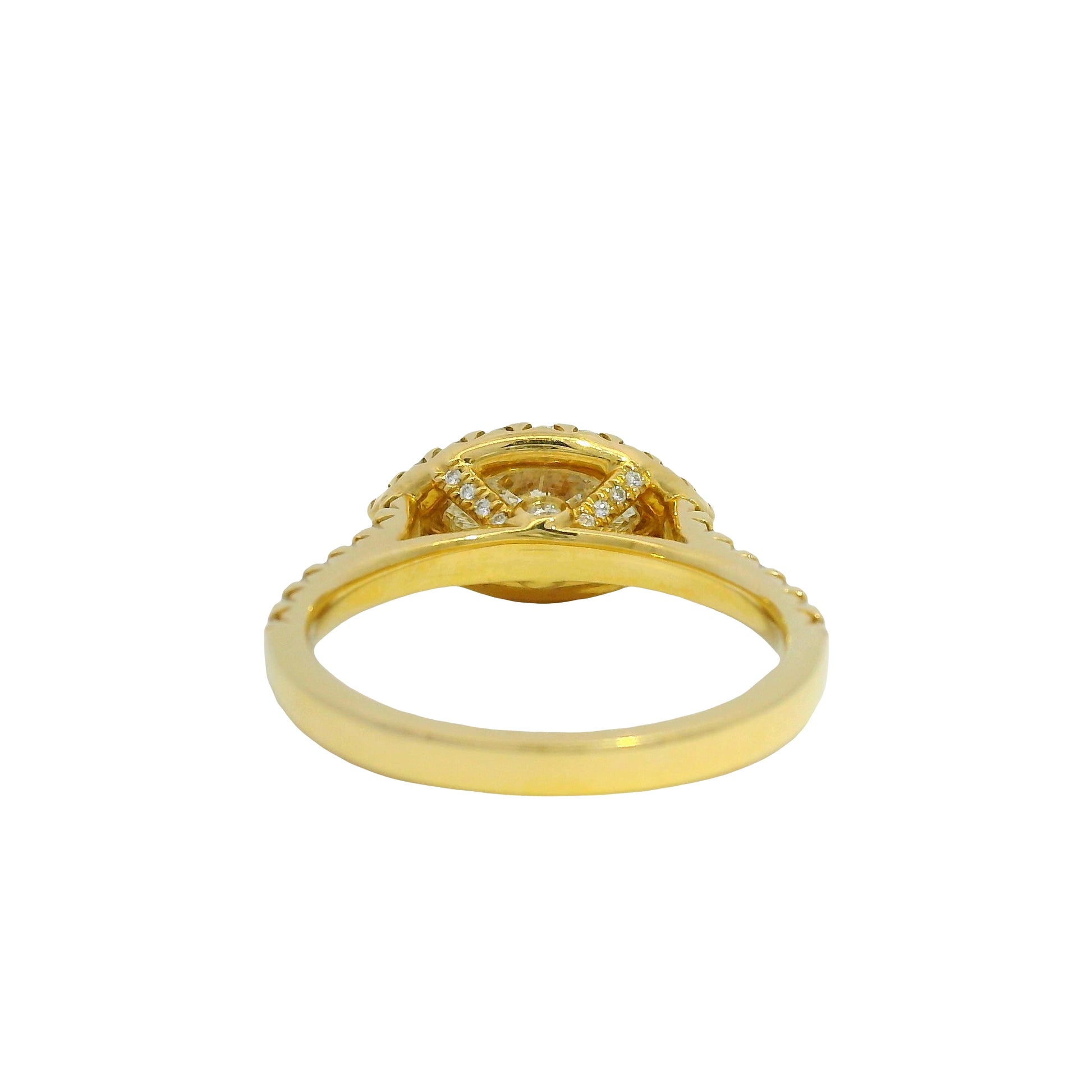 18K Yellow Gold Natural Marquise Cut Diamond East/West Halo Set Ring