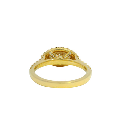 18K Yellow Gold Natural Marquise Cut Diamond East/West Halo Set Ring
