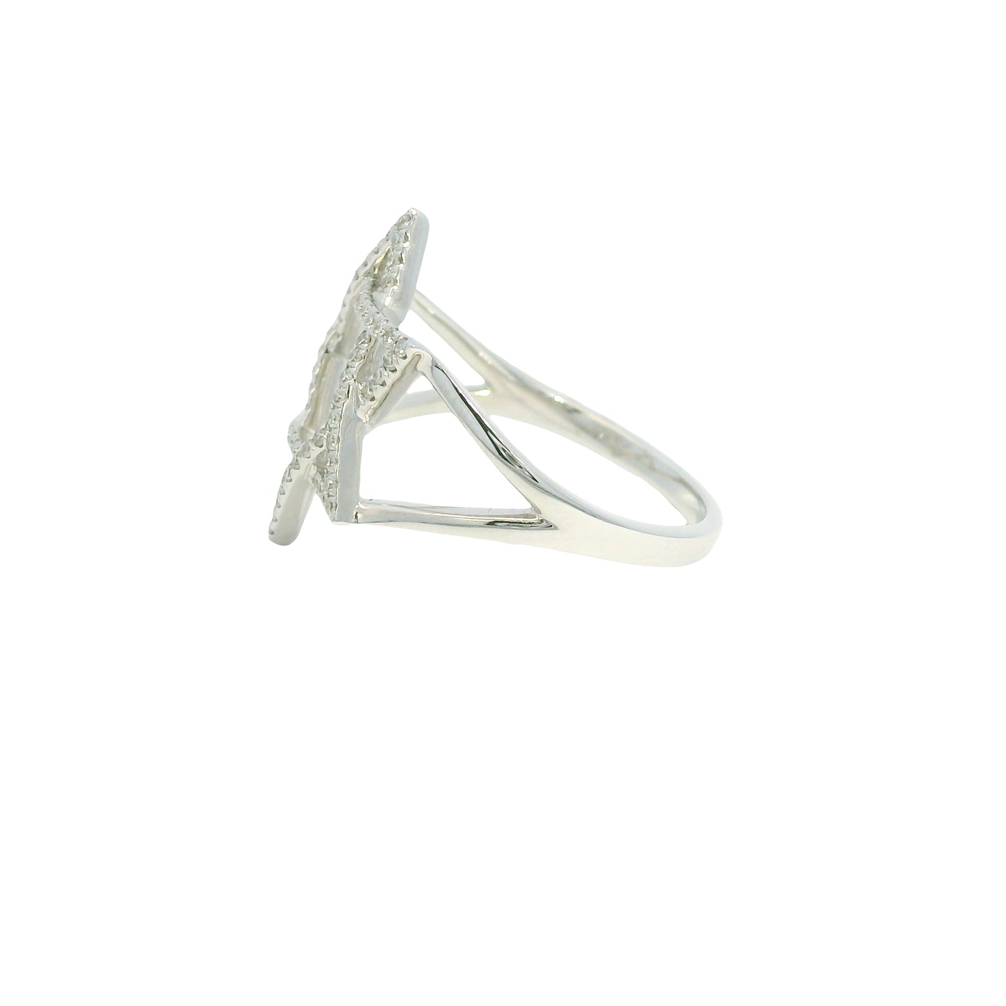 14K White Gold Natural Round Brilliant Diamond Star of David Ring