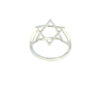14K White Gold Natural Round Brilliant Diamond Star of David Ring