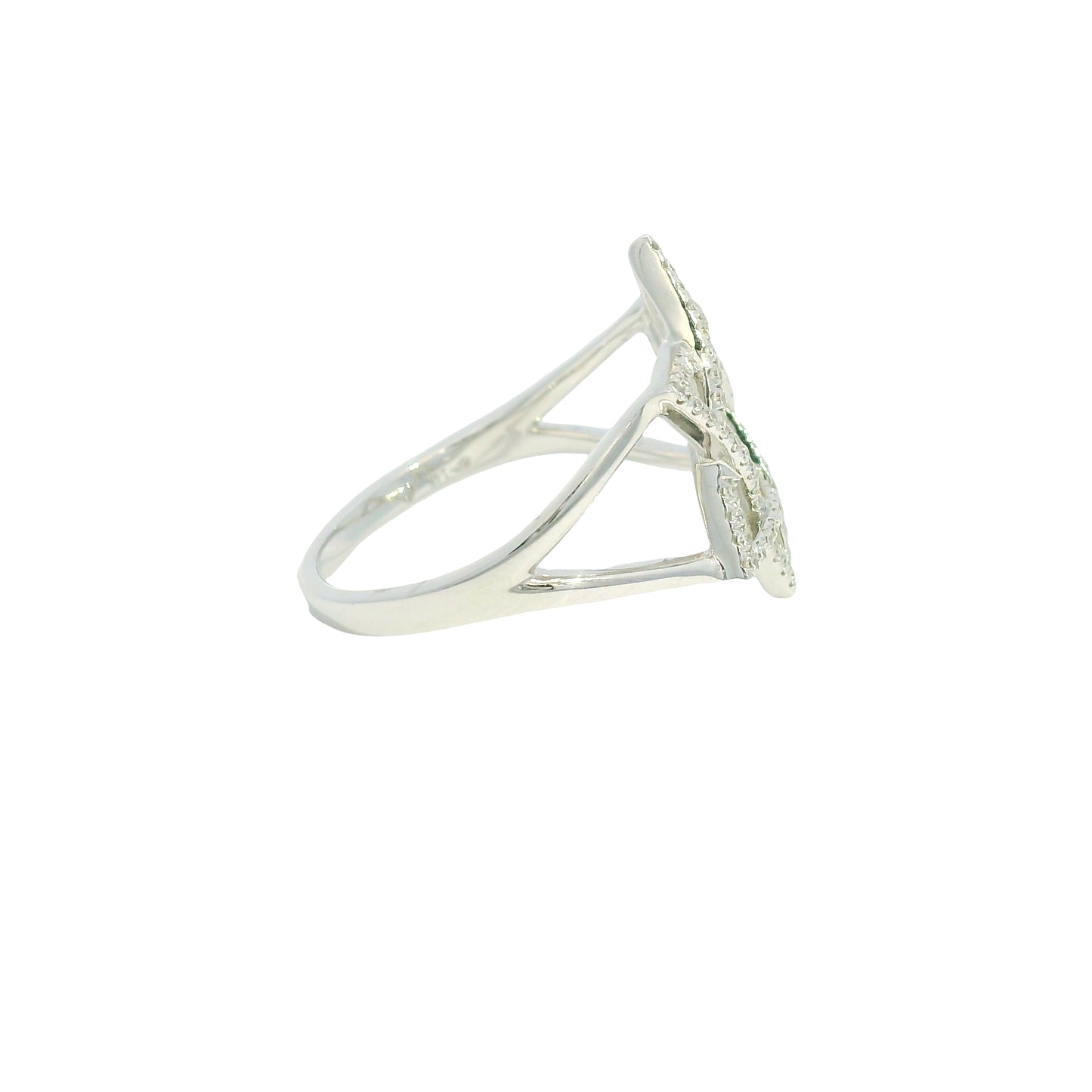 14K White Gold Natural Round Brilliant Diamond Star of David Ring