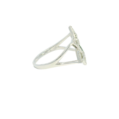 14K White Gold Natural Round Brilliant Diamond Star of David Ring