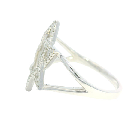 14K White Gold Natural Round Brilliant Diamond Star of David Ring