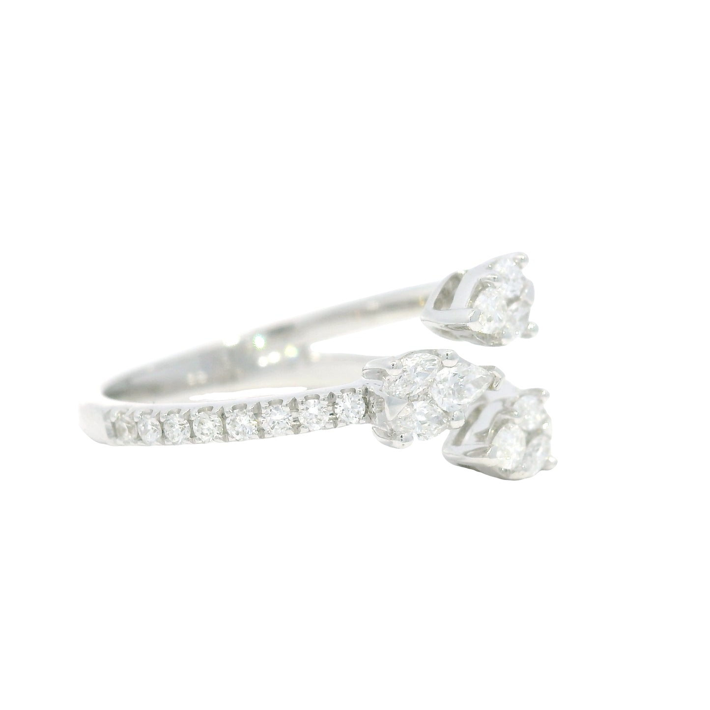 14K White Gold Natural Mixed Shapes Diamonds Wrap Around Ring