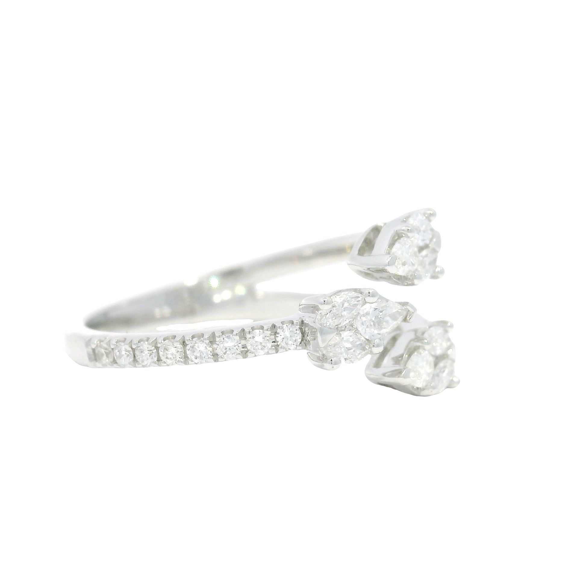 14K White Gold Natural Mixed Shapes Diamonds Wrap Around Ring