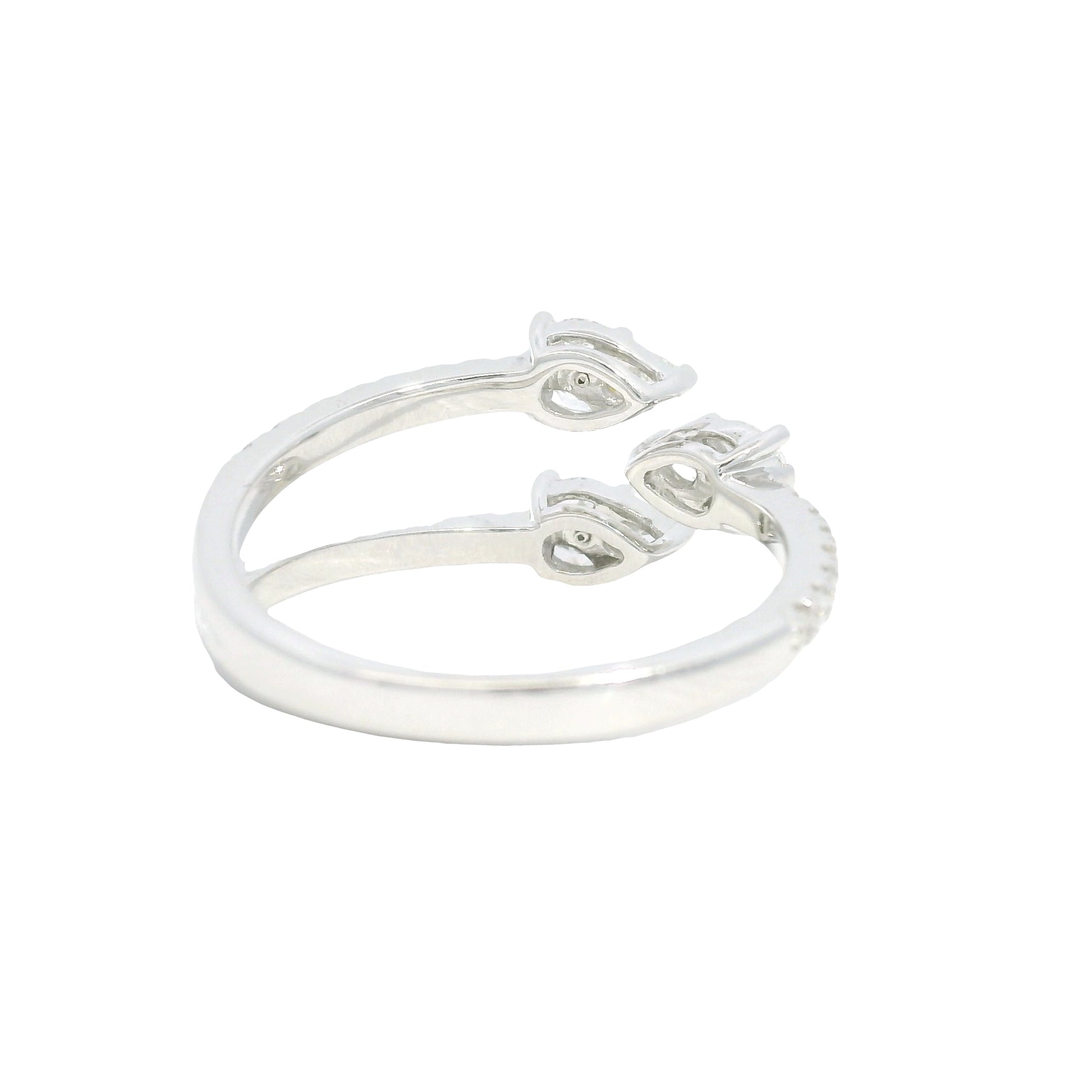 14K White Gold Natural Mixed Shapes Diamonds Wrap Around Ring