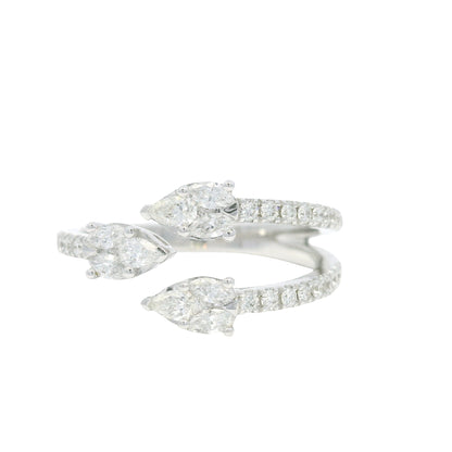 14K White Gold Natural Mixed Shapes Diamonds Wrap Around Ring