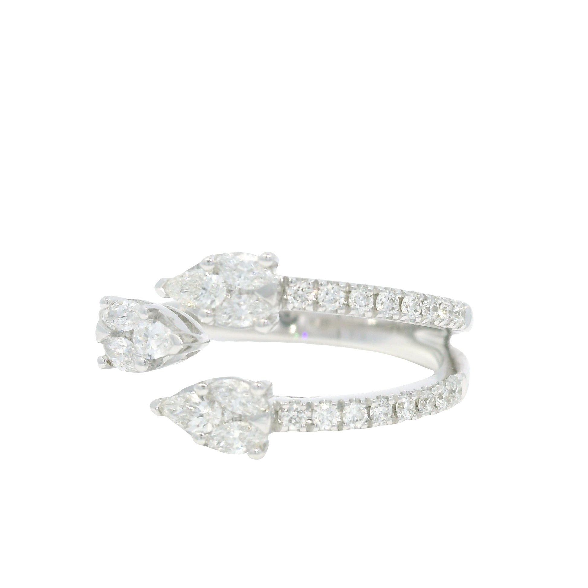 14K White Gold Natural Mixed Shapes Diamonds Wrap Around Ring