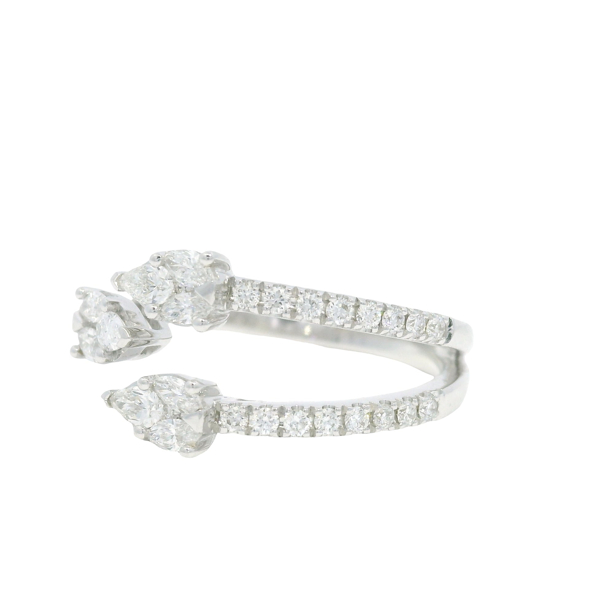 14K White Gold Natural Mixed Shapes Diamonds Wrap Around Ring