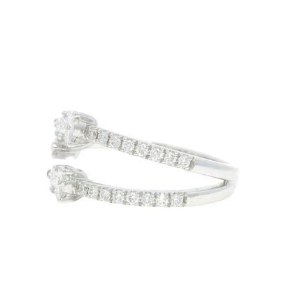 14K White Gold Natural Mixed Shapes Diamonds Wrap Around Ring