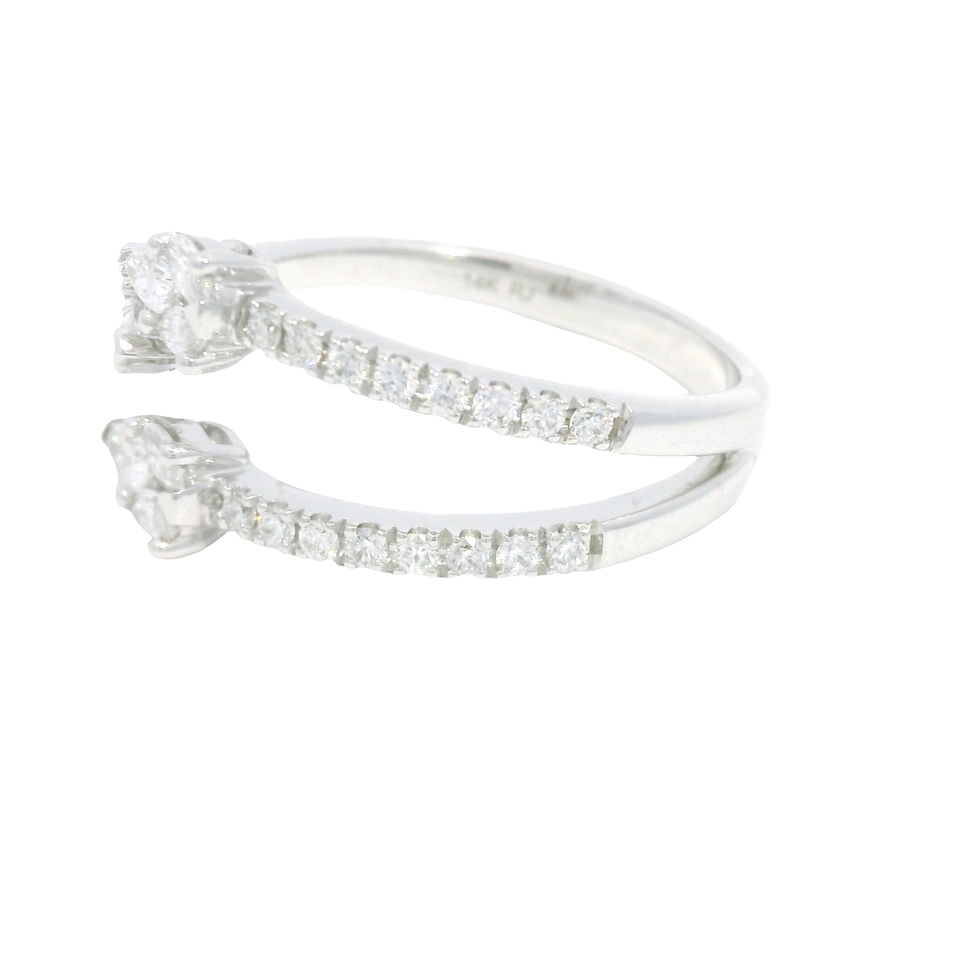 14K White Gold Natural Mixed Shapes Diamonds Wrap Around Ring