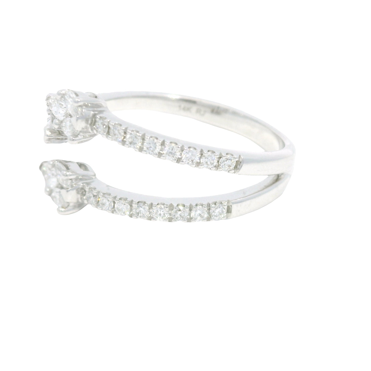 14K White Gold Natural Mixed Shapes Diamonds Wrap Around Ring