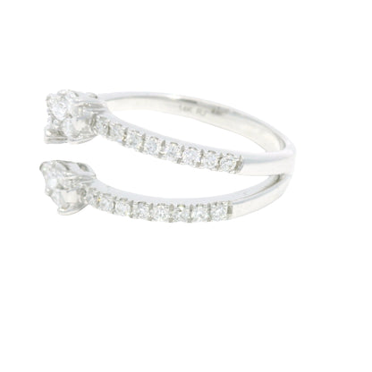 14K White Gold Natural Mixed Shapes Diamonds Wrap Around Ring