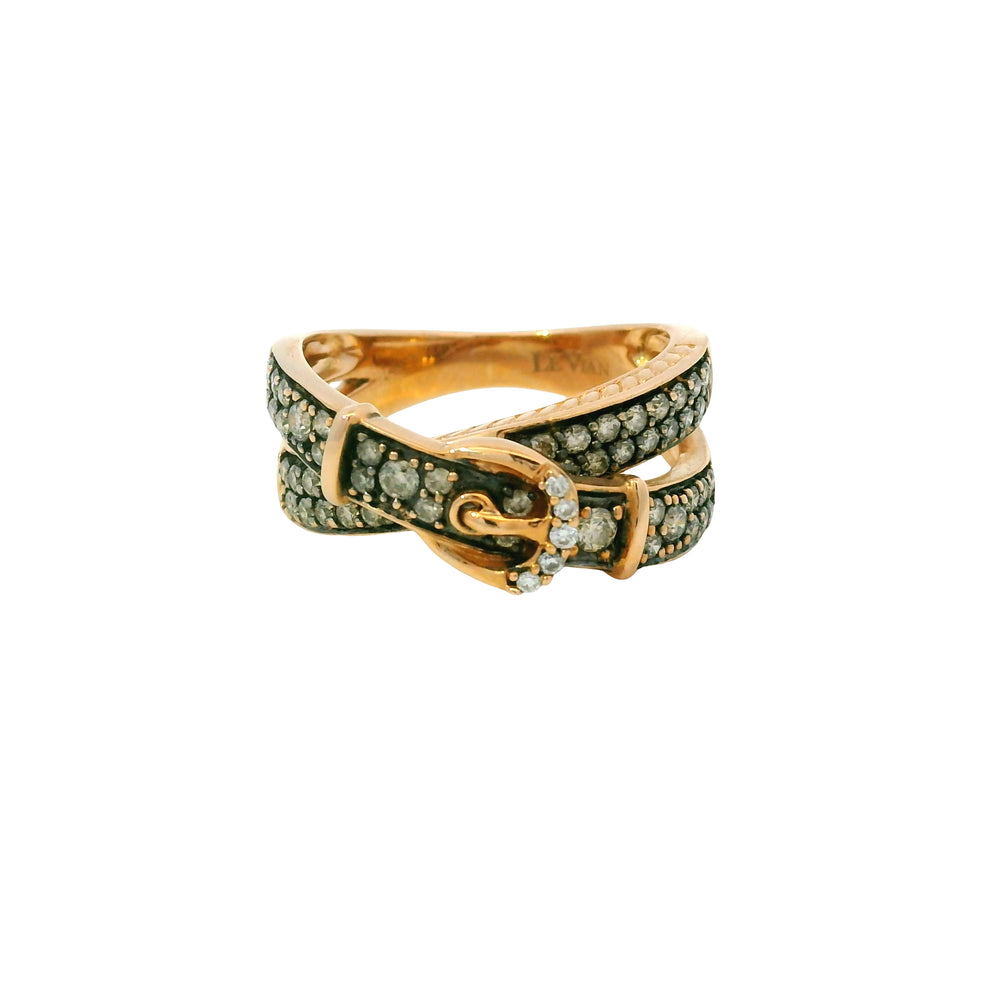 Le Vian 14K Rose Gold Natural Fancy Brown & White Diamond Crossover Buckle Ring