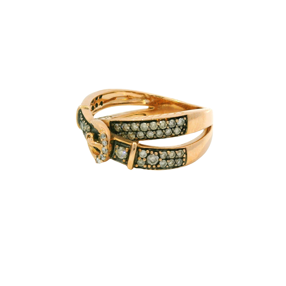 Le Vian 14K Rose Gold Natural Fancy Brown & White Diamond Crossover Buckle Ring
