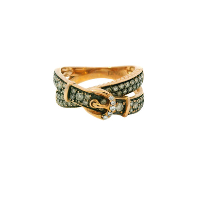 Le Vian 14K Rose Gold Natural Fancy Brown & White Diamond Crossover Buckle Ring